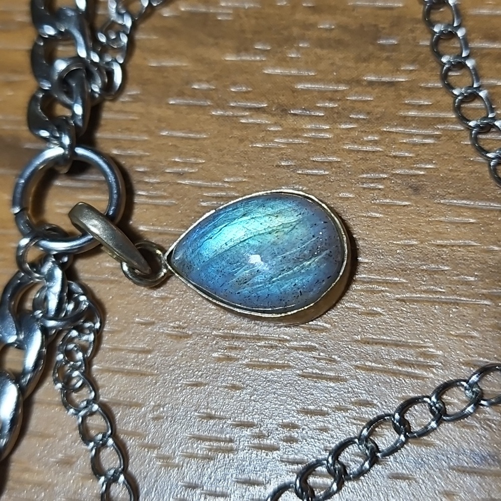 [See New Listing] Silver Chain Choker with Blue Pendant - Picture 4 of 6